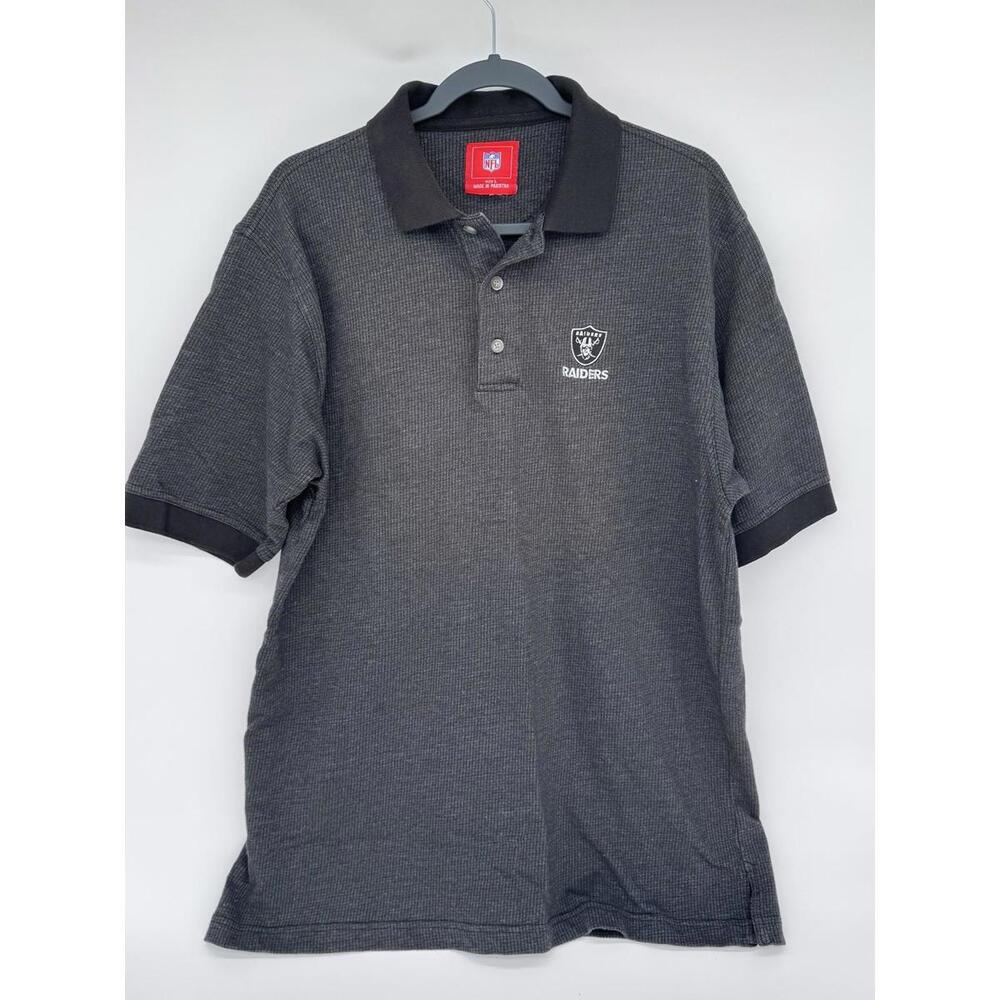 Nfl Las Vegas Raiders Polo Shirt Size Large Gray And Black